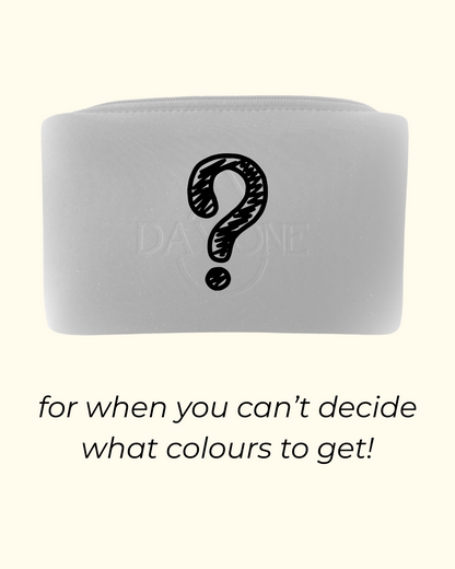 Period Kit for girls mstery colour. neoprene period bag with reusable wet bag and pill tin